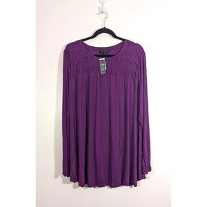 Lane Bryant Womens Top 18/20 Purple Long Sleeve Blouse Tunic Stretchy Plus Size